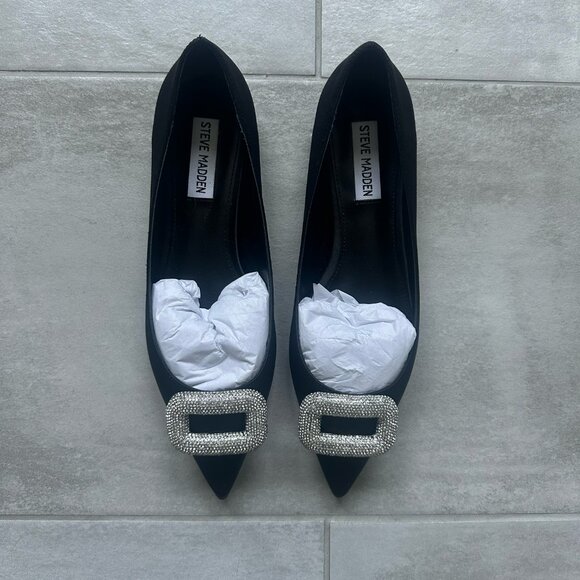 Steve Madden TINK Ballet Flat Black Silver NEW WITHOUT TAGS - Picture 8 of 8